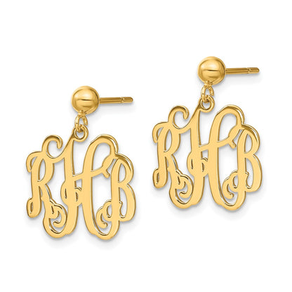14K Yellow Gold Monogram Dangle Earrings