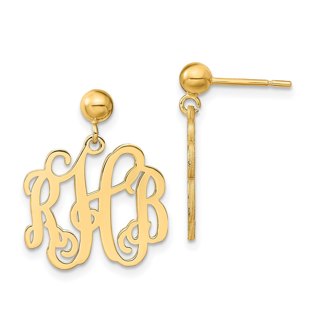 14K Yellow Gold Monogram Dangle Earrings