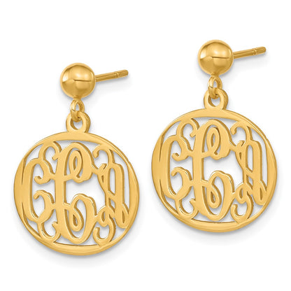14K Yellow Gold Monogram Dangle Earrings