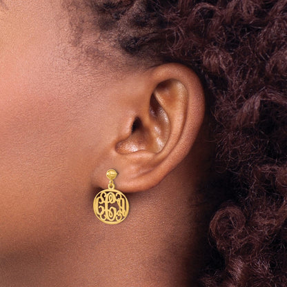 Gold Plated Sterling Silver/Gold Monogram Dangle Earrings