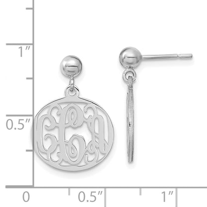 Sterling Silver Silver/Rhodium Plated Monogram Dangle Earrings