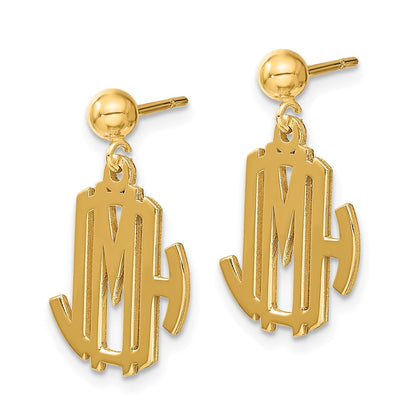 14K Yellow Gold Monogram Dangle Earrings