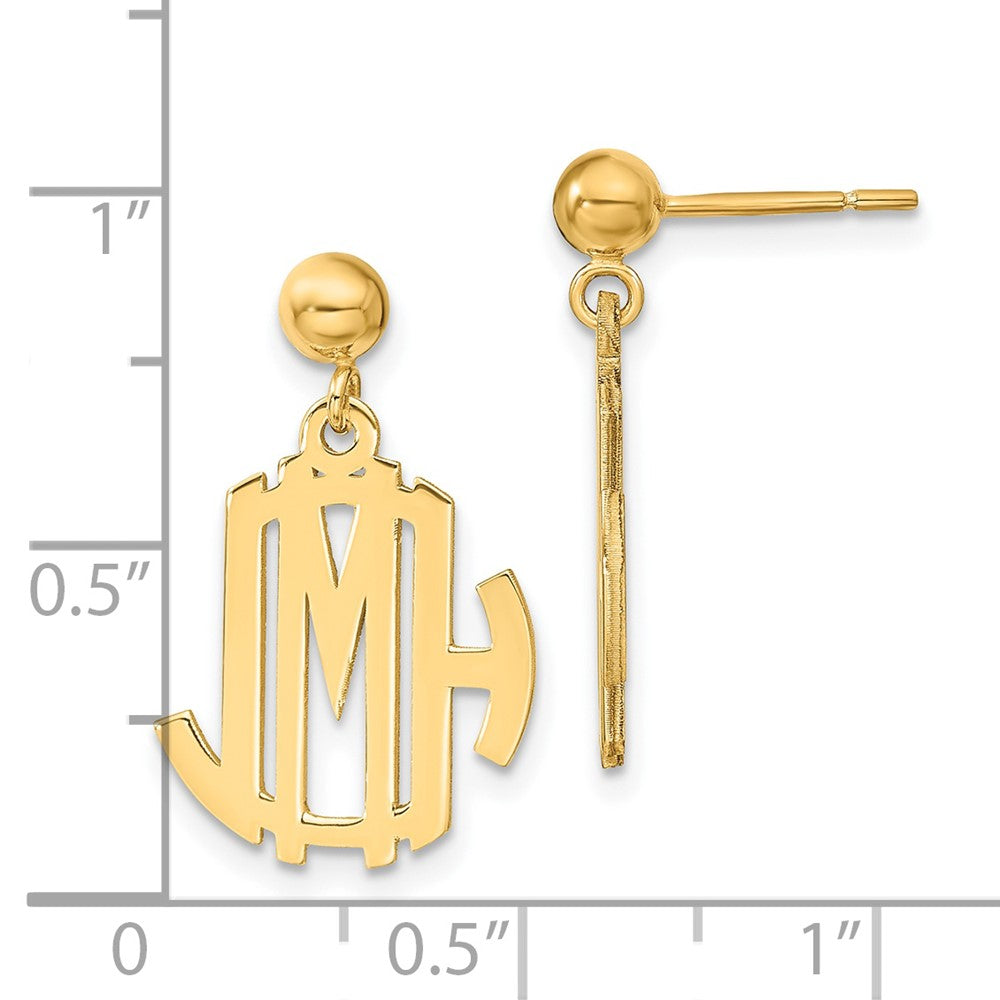 14K Yellow Gold Monogram Dangle Earrings