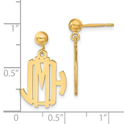 14K Yellow Gold Monogram Dangle Earrings