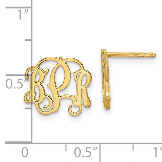 14K Yellow Gold Monogram Post Earrings