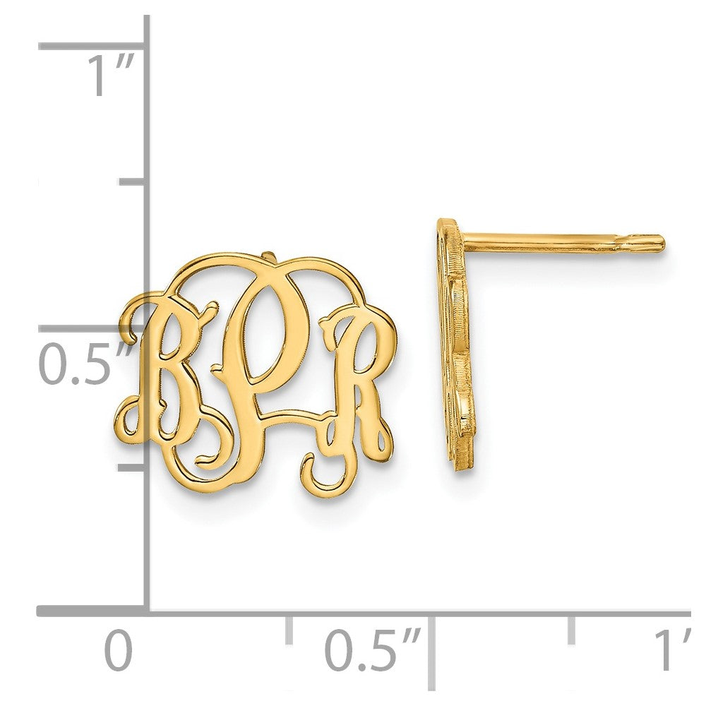 Gold Plated Sterling Silver/Gold Monogram Post Earrings