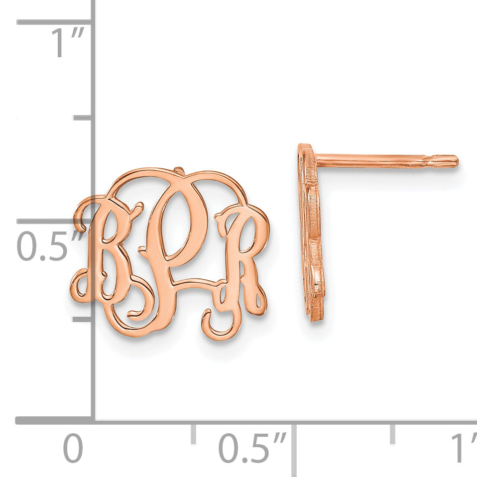 Rose Plated Sterling Silver/Rose Monogram Post Earrings