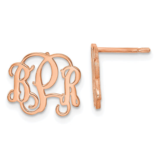 Rose Plated Sterling Silver/Rose Monogram Post Earrings