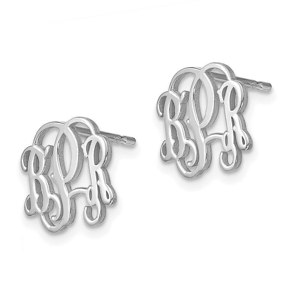 Sterling Silver Silver/Rhodium Plated Monogram Post Earrings