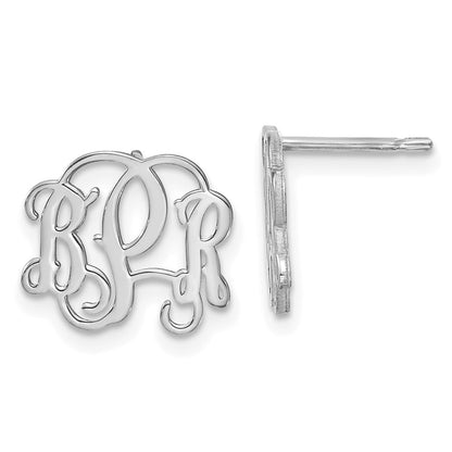 14K White Gold Monogram Post Earrings