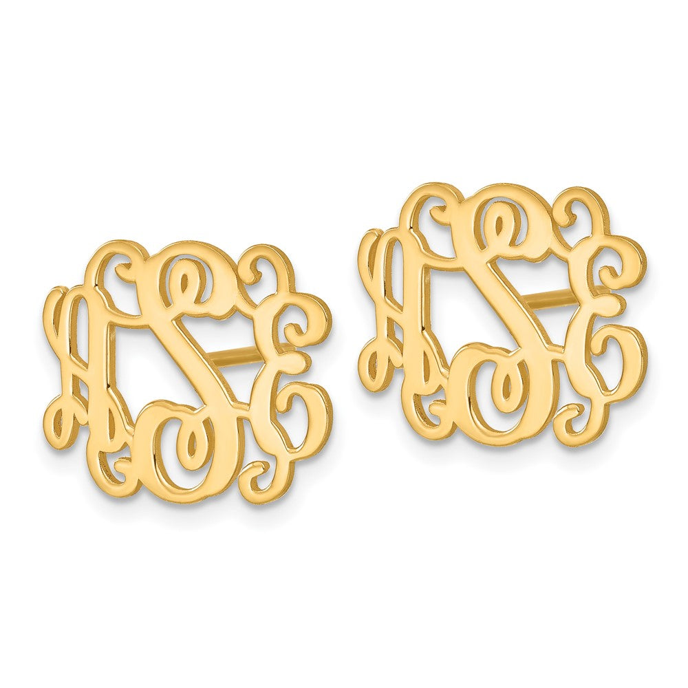 Gold Plated Sterling Silver/Gold Monogram Post Earrings