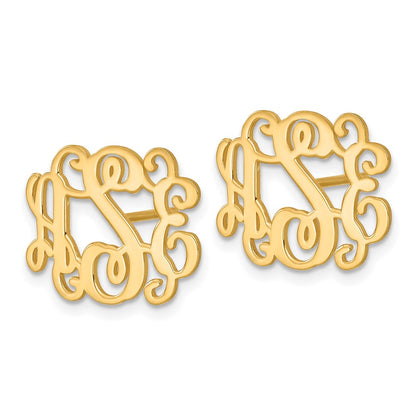 14K Yellow Gold Monogram Post Earrings
