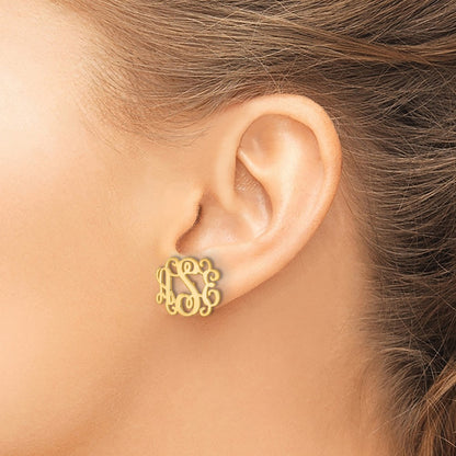 Gold Plated Sterling Silver/Gold Monogram Post Earrings