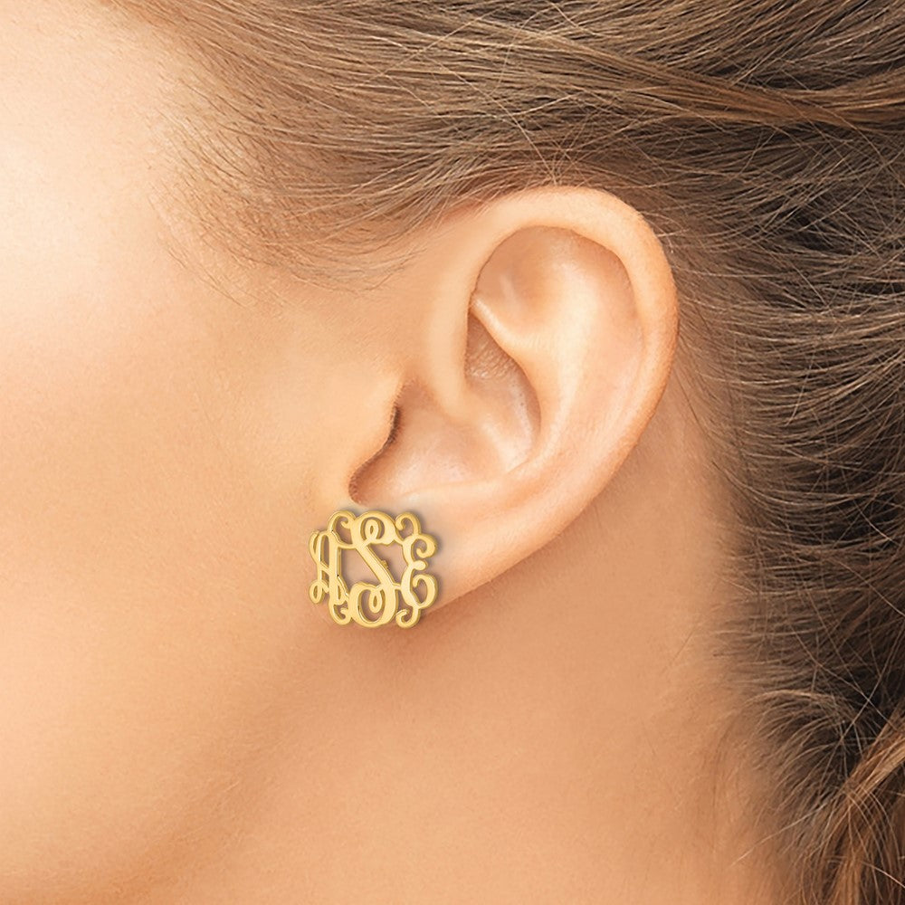 14K Yellow Gold Monogram Post Earrings