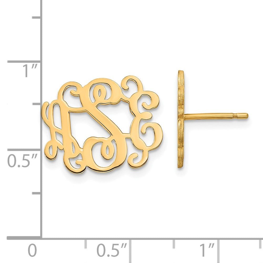 14K Yellow Gold Monogram Post Earrings