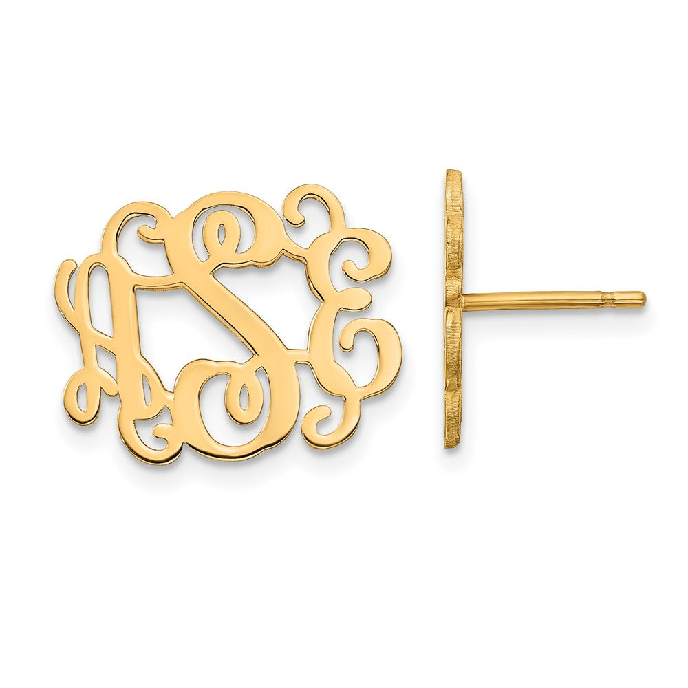 14K Yellow Gold Monogram Post Earrings