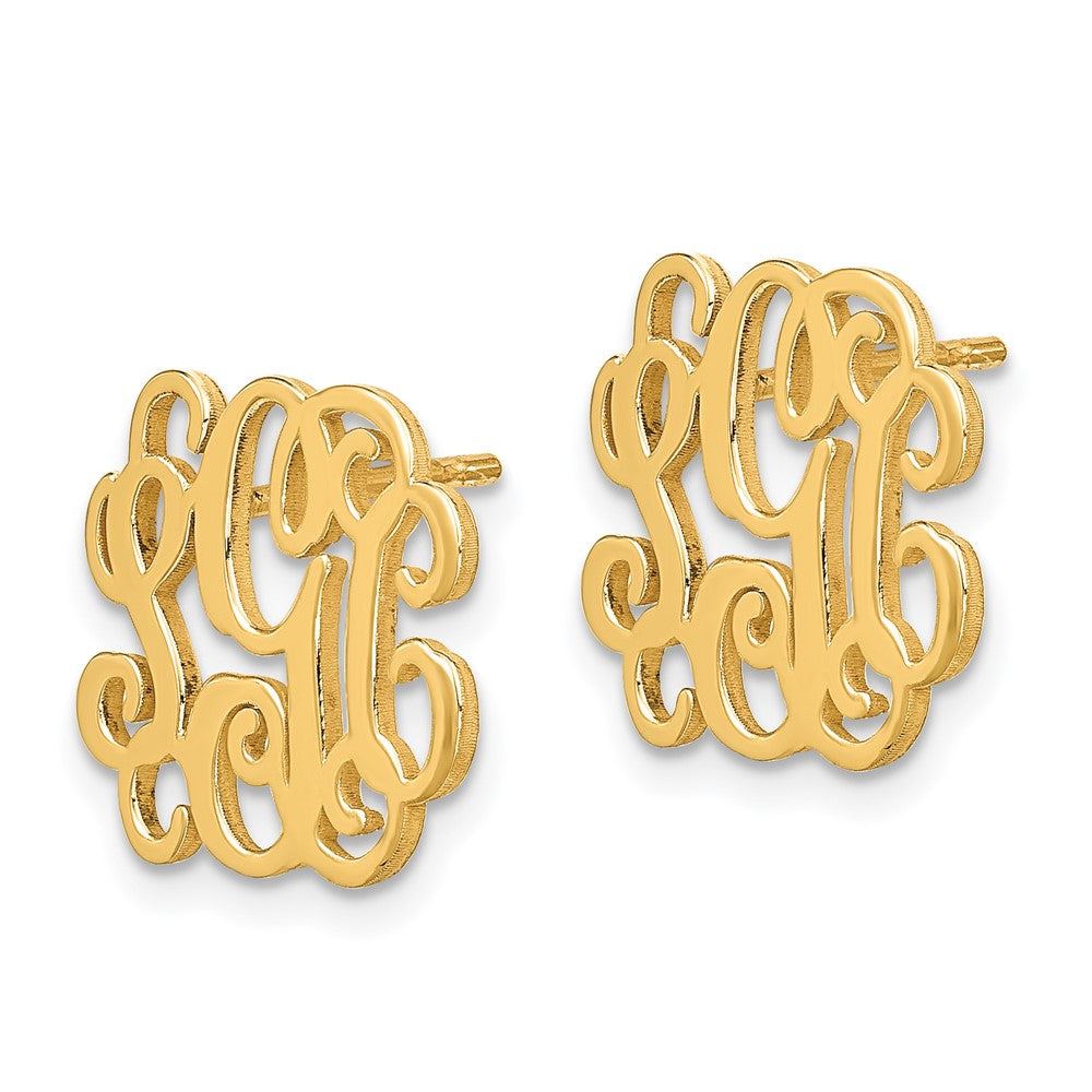 14K Yellow Gold Monogram Post Earrings