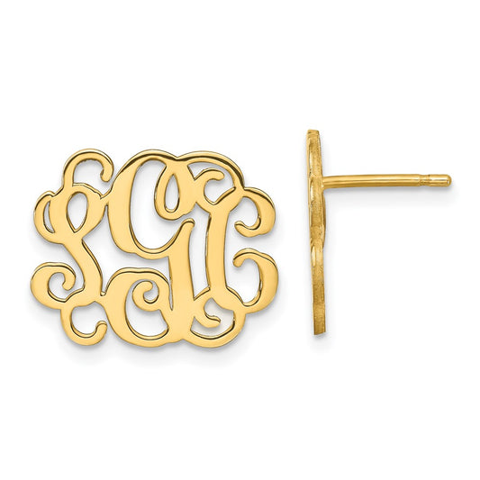 14K Yellow Gold Monogram Post Earrings