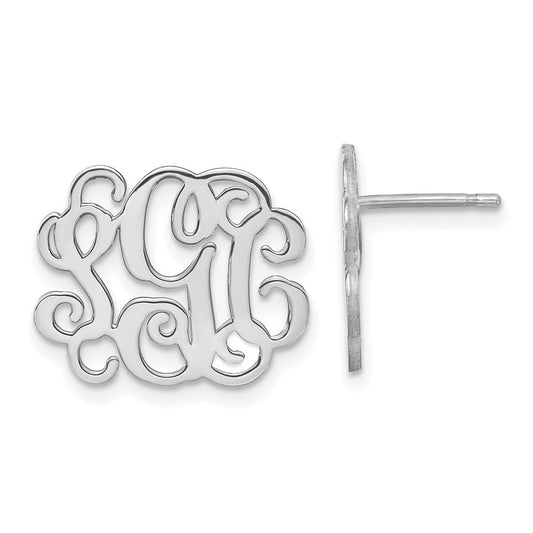 Sterling Silver Silver/Rhodium Plated Monogram Post Earrings