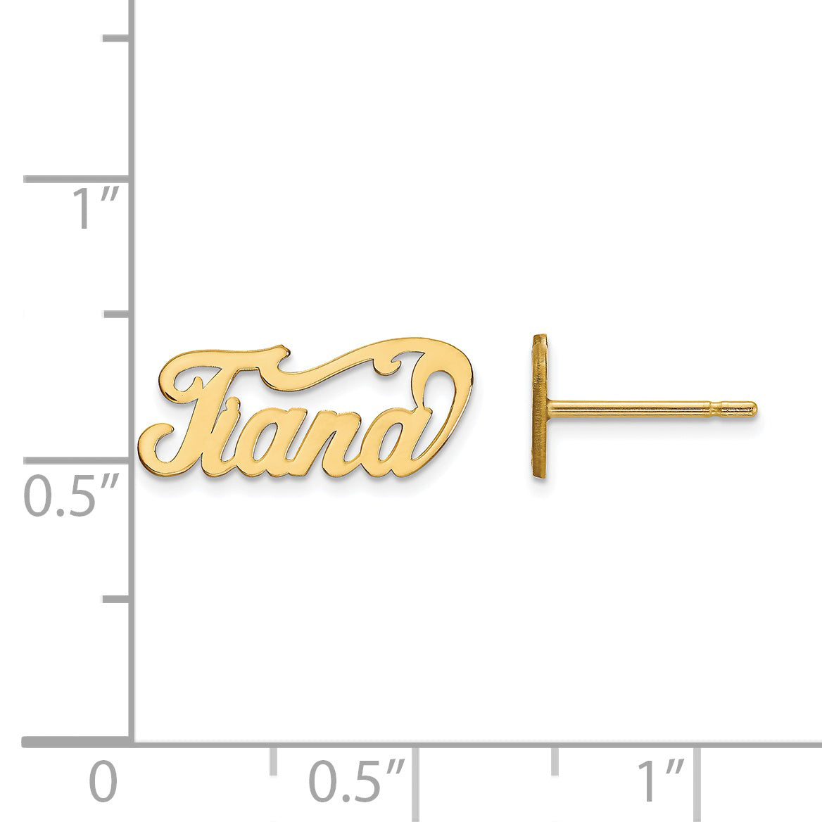 14K Yellow Gold Name Plate Post Earrings