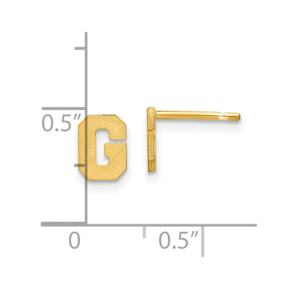 Gold Plated Sterling Silver Brushed Letter G Initial Post Earrings
