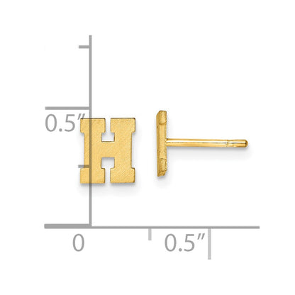 14K Yellow Gold 14Ky Brushed Letter H Initial Post Earrings