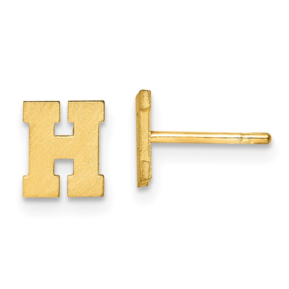 14K Yellow Gold 14Ky Brushed Letter H Initial Post Earrings