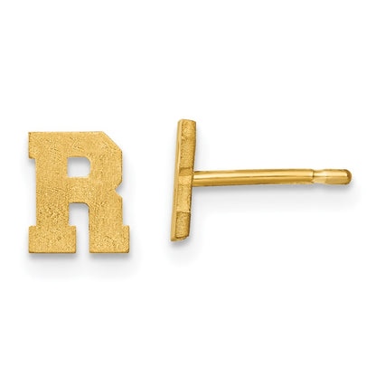 14K Yellow Gold 14Ky Brushed Letter R Initial Post Earrings