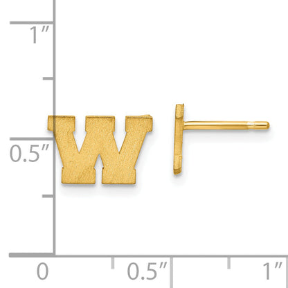 14K Yellow Gold 14Ky Brushed Letter W Initial Post Earrings