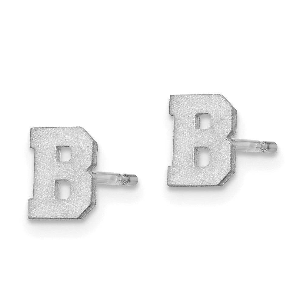14K White Gold 14Kw Brushed Letter B Initial Post Earrings