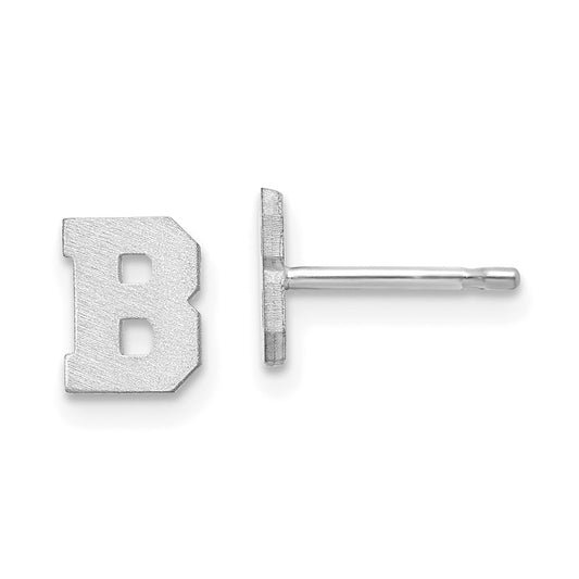 14K White Gold 14Kw Brushed Letter B Initial Post Earrings