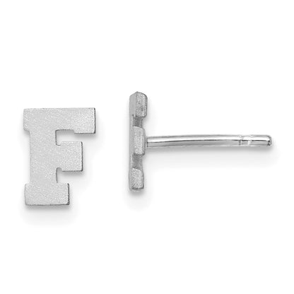 14K White Gold 14Kw Brushed Letter F Initial Post Earrings