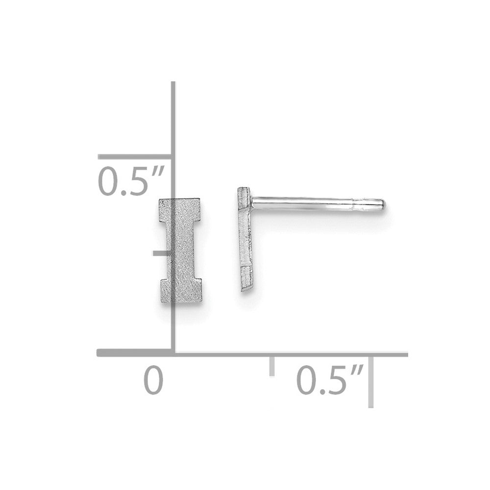 14K White Gold 14Kw Brushed Letter I Initial Post Earrings