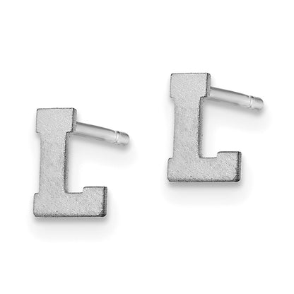 14K White Gold 14Kw Brushed Letter L Initial Post Earrings