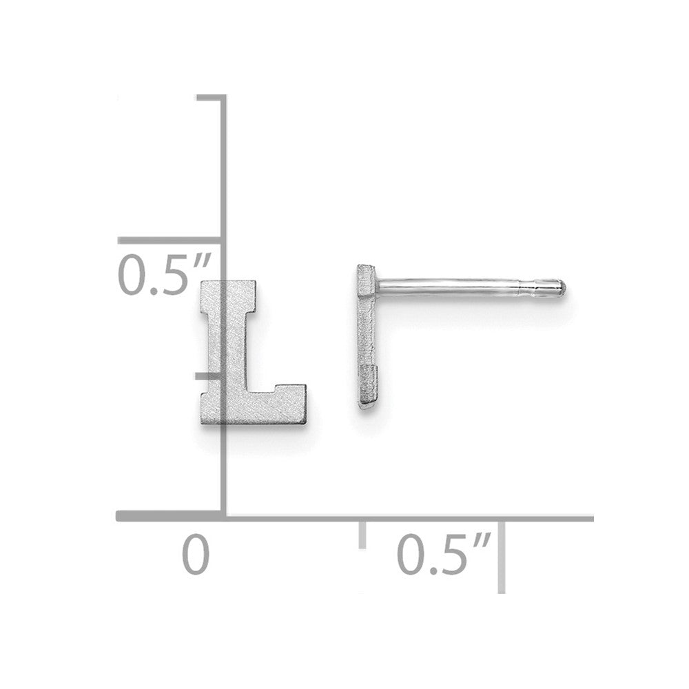 14K White Gold 14Kw Brushed Letter L Initial Post Earrings
