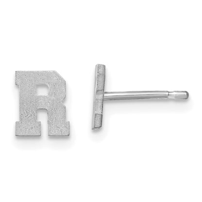 14K White Gold 14Kw Brushed Letter R Initial Post Earrings