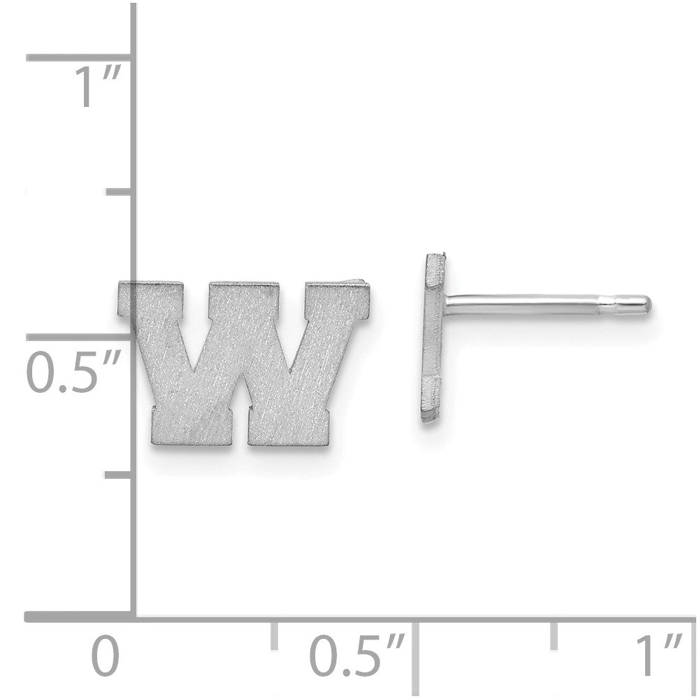 14K White Gold 14Kw Brushed Letter W Initial Post Earrings