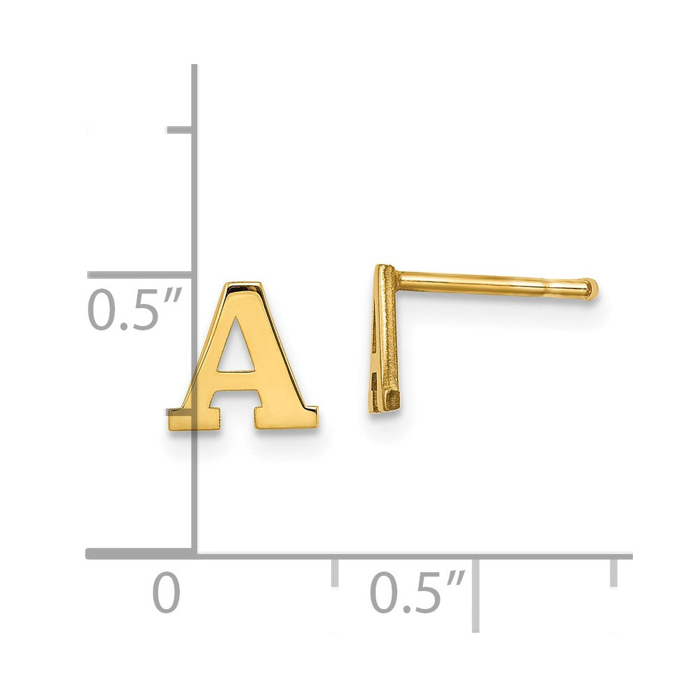 Gold Plated Sterling Silver Letter A Initial Post Earrings