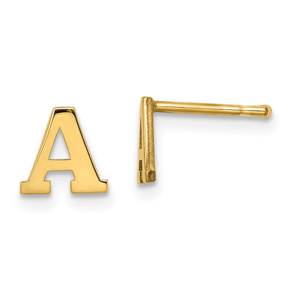 Gold Plated Sterling Silver Letter A Initial Post Earrings