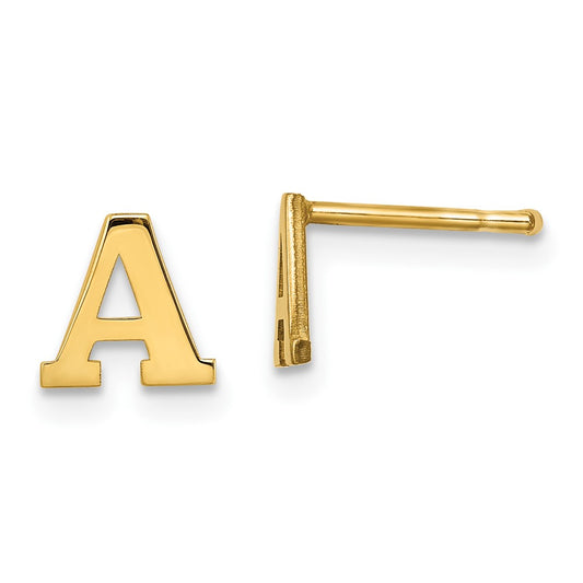 Gold Plated Sterling Silver Letter A Initial Post Earrings