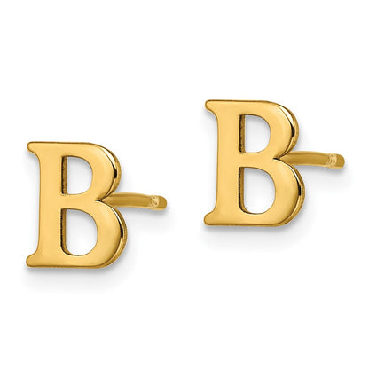 Gold Plated Sterling Silver Letter B Initial Post Earrings