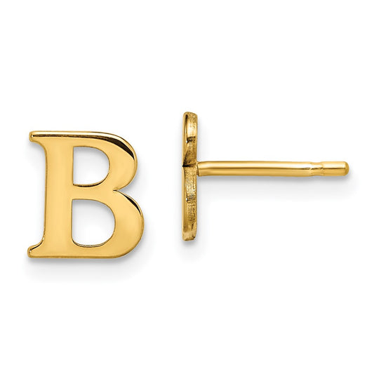 Gold Plated Sterling Silver Letter B Initial Post Earrings