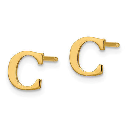 Gold Plated Sterling Silver Letter C Initial Post Earrings