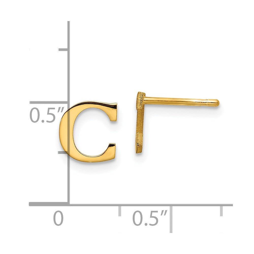 Gold Plated Sterling Silver Letter C Initial Post Earrings