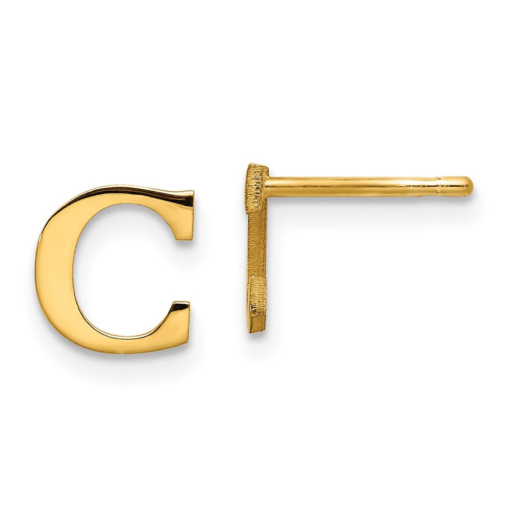 Gold Plated Sterling Silver Letter C Initial Post Earrings