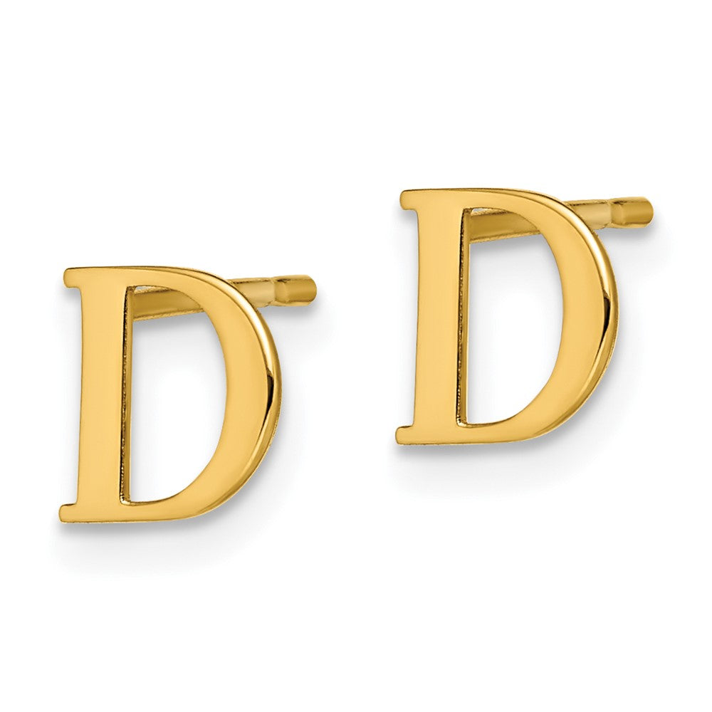 Gold Plated Sterling Silver Letter D Initial Post Earrings