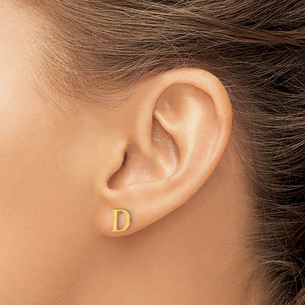 Gold Plated Sterling Silver Letter D Initial Post Earrings
