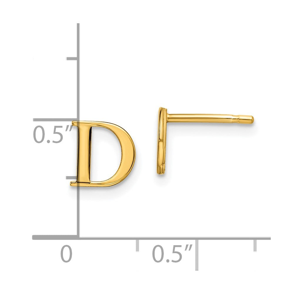 Gold Plated Sterling Silver Letter D Initial Post Earrings