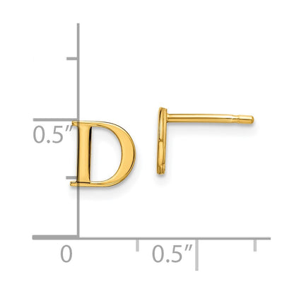 Gold Plated Sterling Silver Letter D Initial Post Earrings