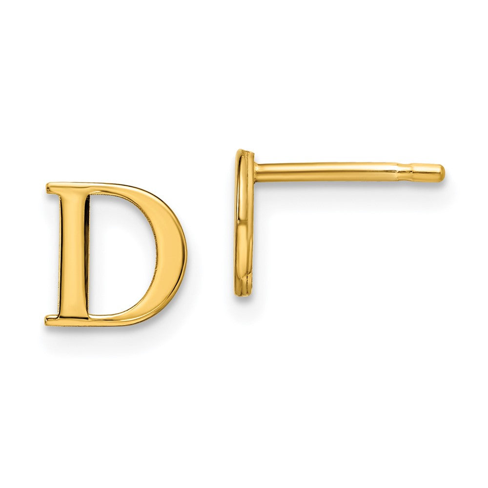 Gold Plated Sterling Silver Letter D Initial Post Earrings